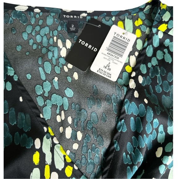 Torrid Women Midi Bubble Charm Flutter Sleeve Wrap Dotted Print Dress Sz 2X - Picture 7 of 9